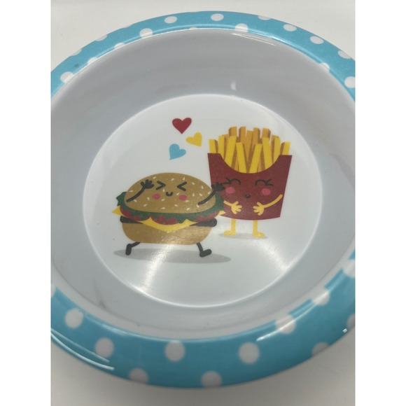 Cheeseburger and Fries Melamine Bowl Kidcore Kitsch Cottagecore Whimsy Kawaii - Picture 2 of 6